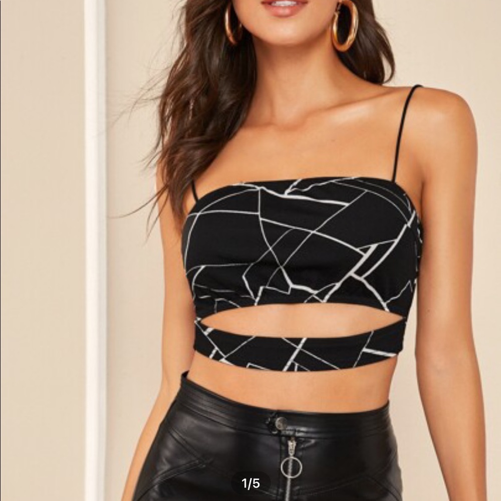 SHEIN Geo Print Peekaboo Camo Crop Top